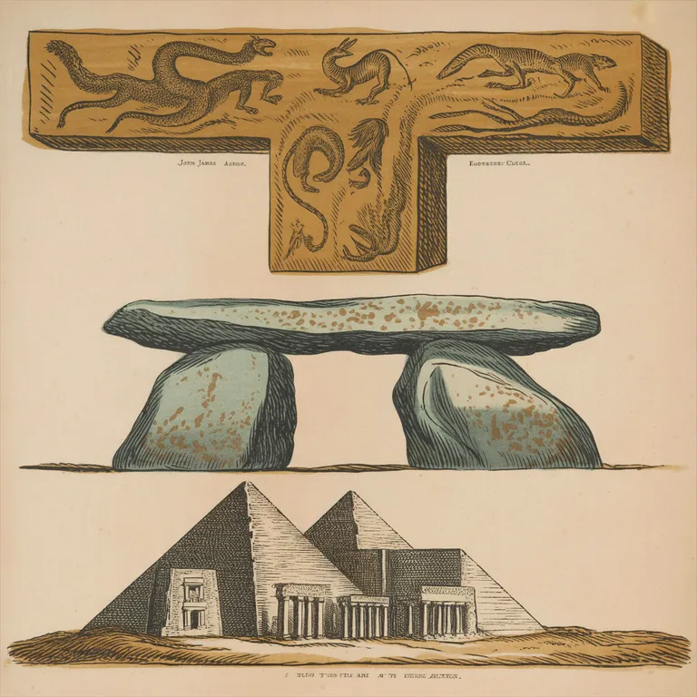 Engraved cross-section of a Göbekli Tepe T-pillar with relief carvings