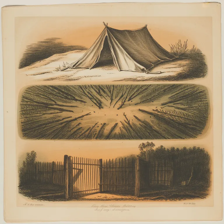 Engraving of the Dyatlov tent on the slope, snow torn open from inside