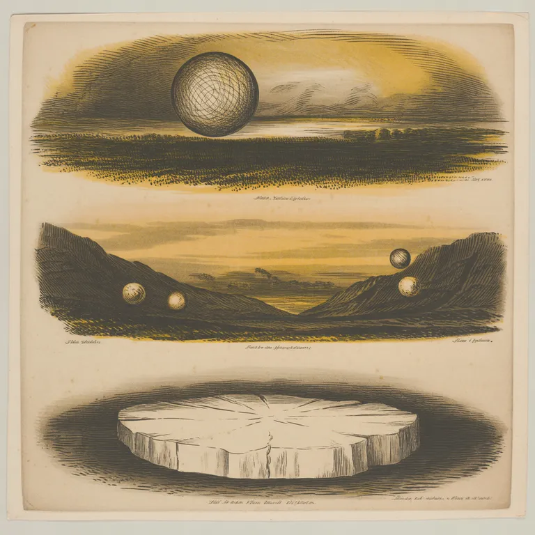 Engraving of ball lightning crossing a forest clearing