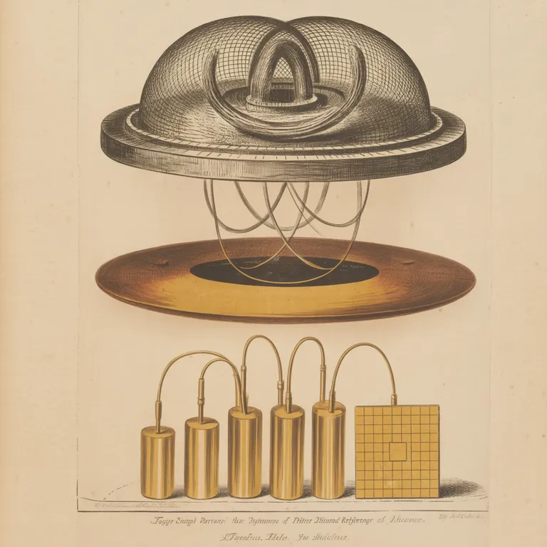 Engraving-style cross-section of a tokamak with magnetic-field lines